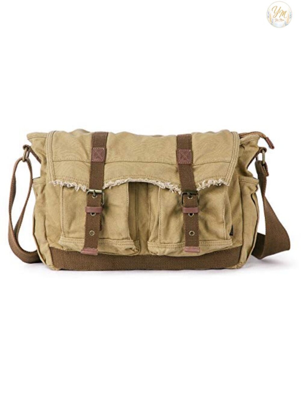 Heavy Duty Canvas Messenger Bag Vintage Frayed Style Boho Purse Shoulder Bag